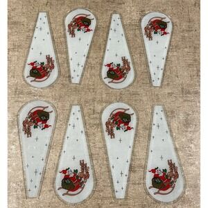 Vintage Set Of 8 IEM Holiday Decor Santa Claus Touch Lamp Panels 1993